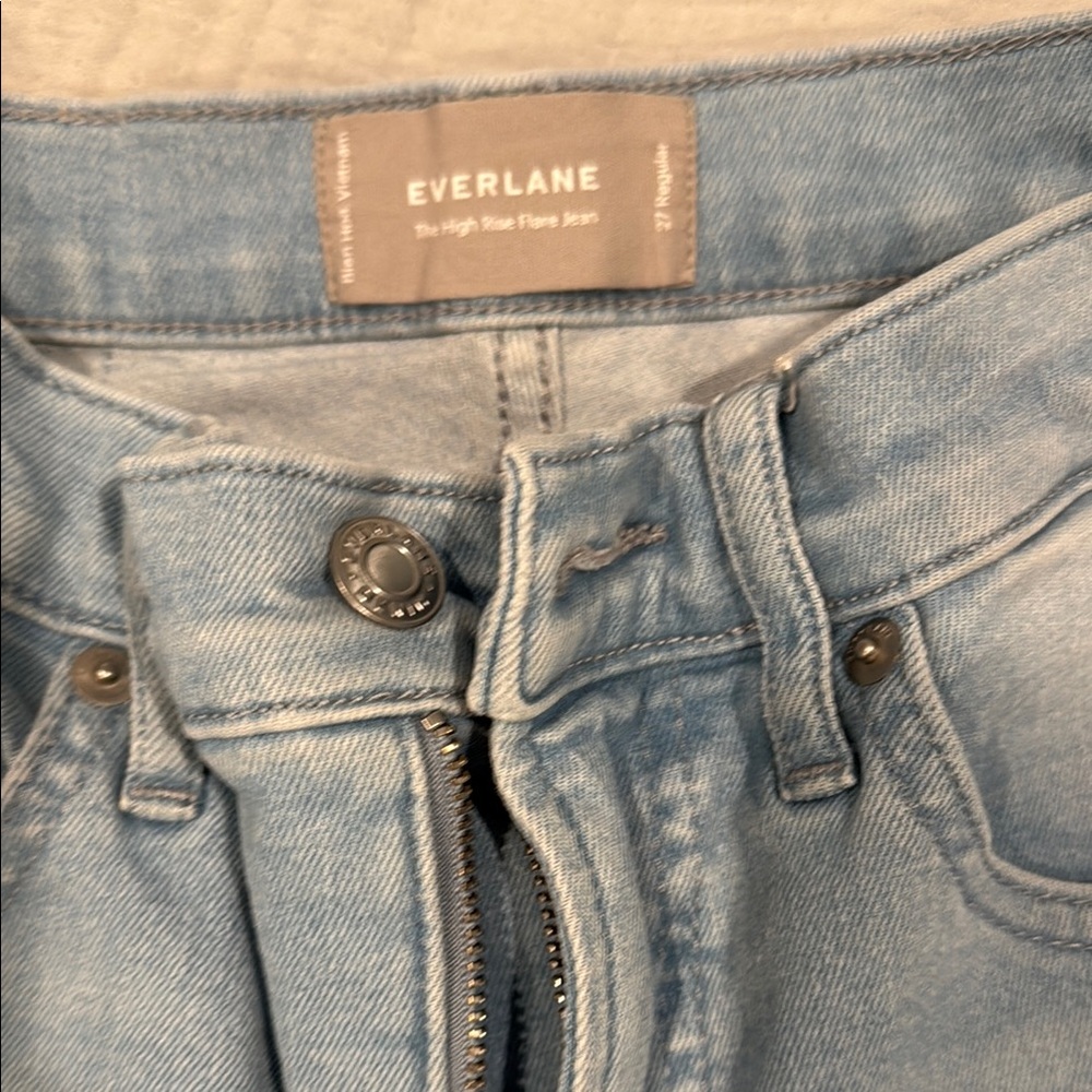Everlane Blue Flare Wide Leg Jeans - Picture 2 of 2